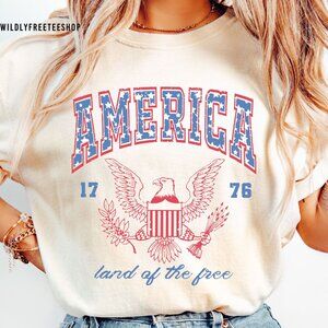 NEW Unisex America Land of the Free USA 1776 July 4th Graphic Tee Shirt